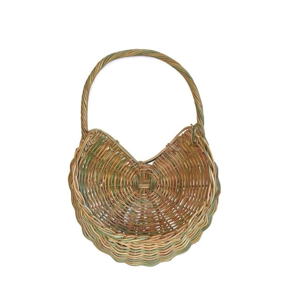 Vintage Hanging Wicker Flower Basket Handwoven Boho Cottagecore Plant Holder - Picture 11 of 14